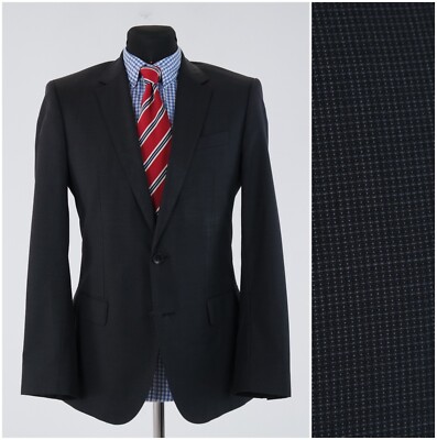 Herren HUGO BOSS Blazer 38R UK Größe Kariert Schwarz Wolle Sport Mantel Designer Jacke