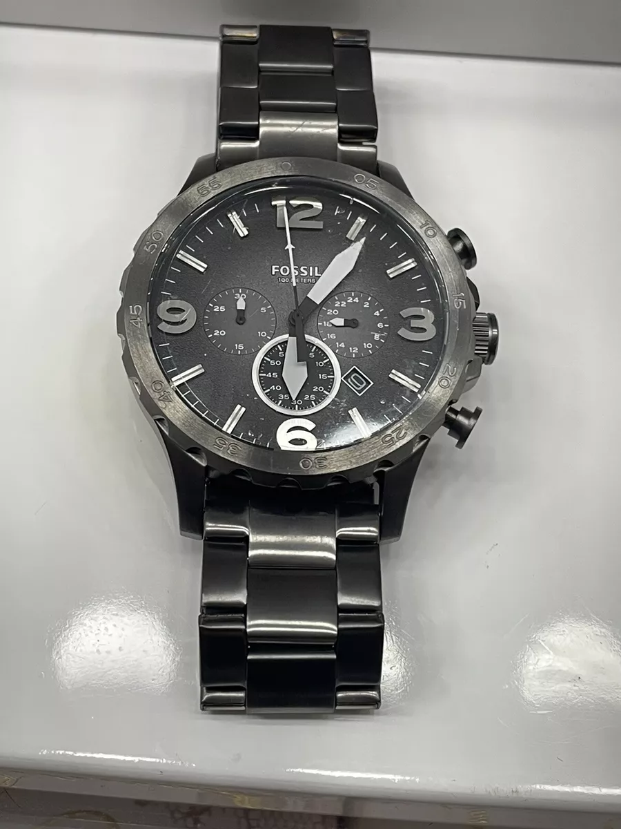 Fossil Nate Chronograph Smoke Stainless Steel Watch New Without Box | eBay