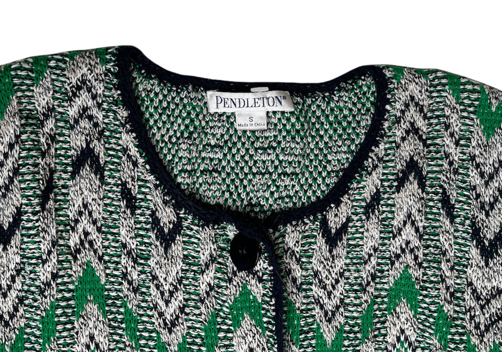 Pendleton Blue Green Chevron Button Up Cotton Sil… - image 4