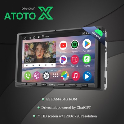 7'' Carplay Wireless Stereo Head Unit Double-DIN Android 4G+64G w/ Drivechat GPS