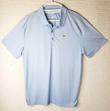 GOAT USA Men's M Blue White Striped Short Sleeve Golf Polo Shirt EUC