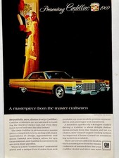 1969 Cadillac Print Ad Gold Sedan Deville 4 Door 472 Engine