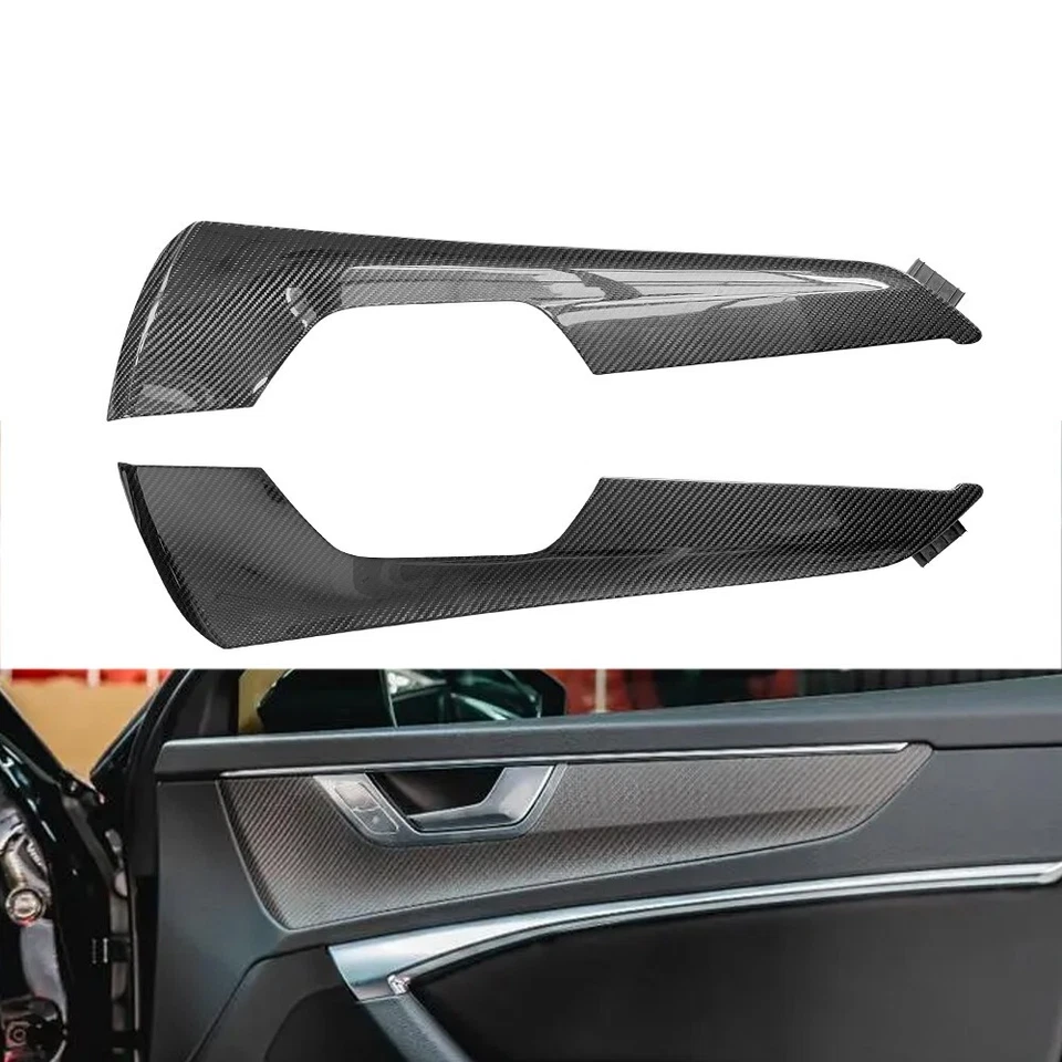 Reemplazo de embellecedores de manija de puerta de coche de fibra de carbono para Audi A6 A7 C8 2019-2023 Foto 4 de 4