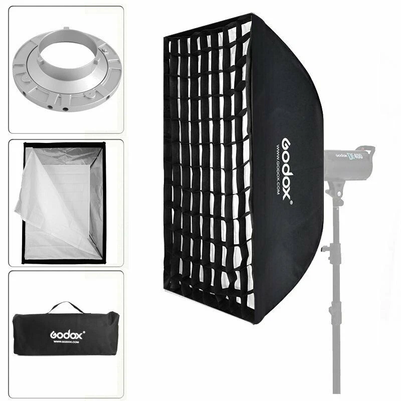 US 2X Godox 60x90cm Bowens Grid Softbox For Studio Strobe Head Monolight Flash - Image 2 of 4