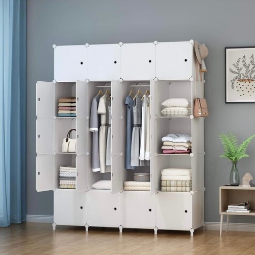 Portable Wardrobe Space Saving Modular Plastic Cabinet with Doors - Picture 8 of 9