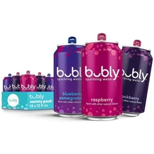 bubly Sparkling Water, Triple Berry Variety Pack, 12 Fl Oz Cans (Pack of 18)
