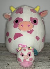 Squishmallows Evangelica The Cow 12  Plush  3.5  Clip On Plush