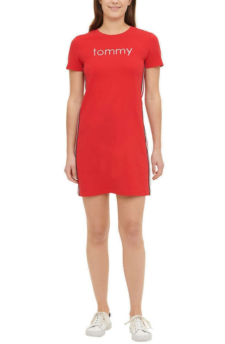 red tommy hilfiger t shirt dress Tommy Hilfiger Women's T-Shirt Dress Red Size L