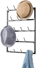 MyGift Modern Matte Black Wall Mounted Metal Hat Display Rack