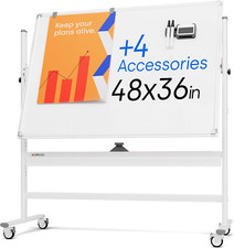Rolling Dry Erase Board 48 X 36 - Large Portable Magnetic Whiteboard with Stand
