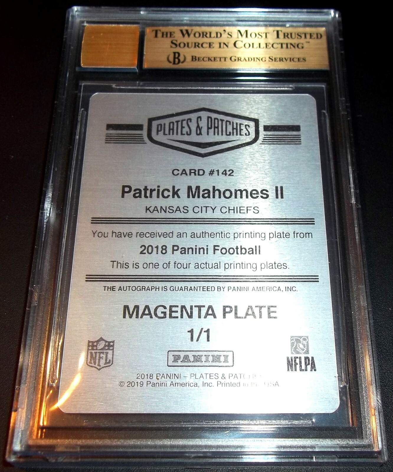 Patrick Mahomes Auto Inscription #1/1 BGS 10 10 Pristine Autograph 10 Patrick Mahomes Auto Print Plate ...