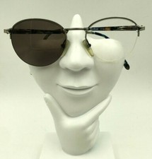 Vintage BonJour 17-2 Silver Metal Oval Half-Rimmed Sunglasses Eyeglasses Frames