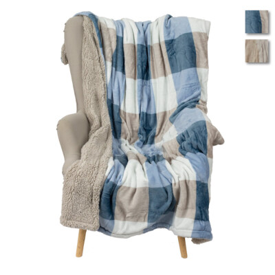 Decke Plaid Kigal aus Korallen- und Sherpa-Fleece - verschiedene Größen AB044