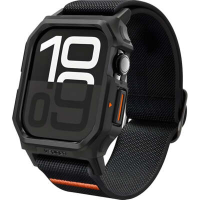 Hülle mit Armband für Smart Watch 11/10 46 mm Spigen Case Cover Uhrbänd Schwarz
