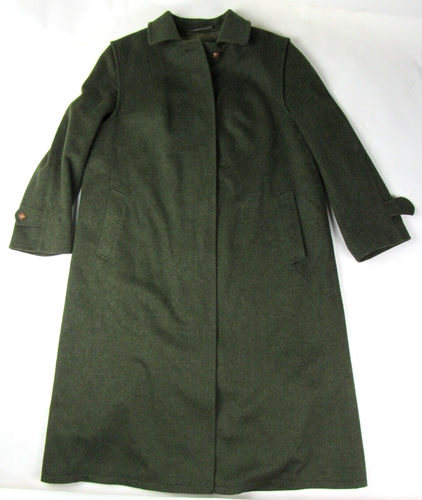Vtg Salko Coat Womens Sz 16 US Green Austrian Alpaca Wool Loden Trench Overcoat