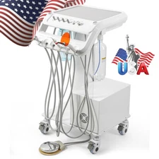 Portable Dental Mobile Delivery Unit Cart Treatment System Air Compressor 4hole