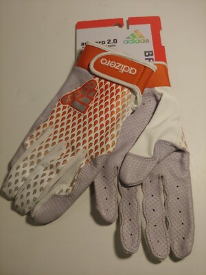 Adidas Adizero 2.0 Batting gloves. Orange, White Sz M. Pittards Leather palm....