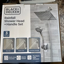 BLACK & DECKER RAINFALL SHOWER HEAD + HANDLE SET, NEW