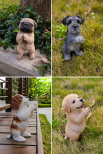 Puppy Dog Decor Praying Schnauzer Pug Labrador King Charles Home Garden Statue