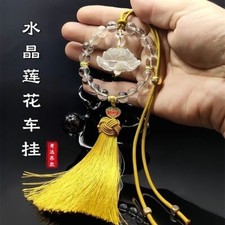 Crystal Lotus Car Pendant Feng Shui Rearview Mirror Hanging Car Decoration