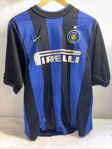 Nike Inter Rare!! Home Soccer Jersey #9 Ronaldo Retro Blue and Black L