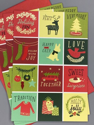 3 Hallmark Merry Christmas Holiday Cards Friends Family 8x5.25 Expressions