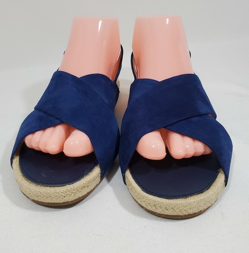 Sandalias planas para mujer Louise et Cie de cuero gamuza 7M con correa cruzada azul - Imagen 4 de 12
