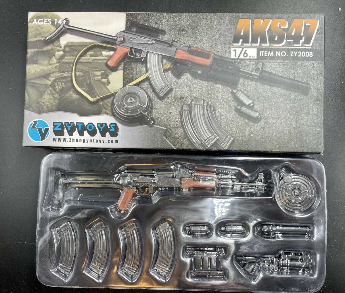 1/6 AKS47 Gun Model Folding Buttstock Assault Rifle Weapon For 12