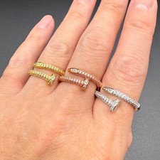 Anello chiodo oro nuovo con placca oro zirconi misura regolabile