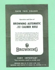 Browning  Model TDA 22 Automatic 22 Rifle 1959 Owners Manual Reproduction