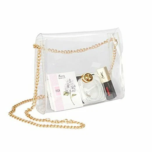 Clear Purse for Women Clear Bag Stadium Approved See Through Clear Gold