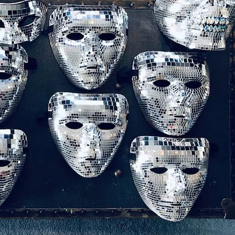 Disco Ball Brillo Máscara Facial Halloween Juegos con disfraces Fiesta Máscara para DJ Escenario Bar Fiesta Foto 3 de 4