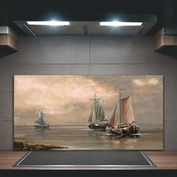Kitchen Splashback Toughened Glass 100x50 Sea landscape s fisherman boats ships