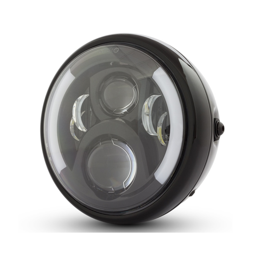 7" Gloss Black LED headlight daymaker cafe racer bobber project custom Harley - 第 1/6 張圖片