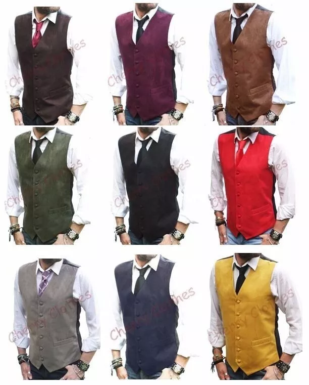 Mens Faux Suede Waistcoat Vest Waistcoats Gilet S M L Xl Xxl 3xl 4xl