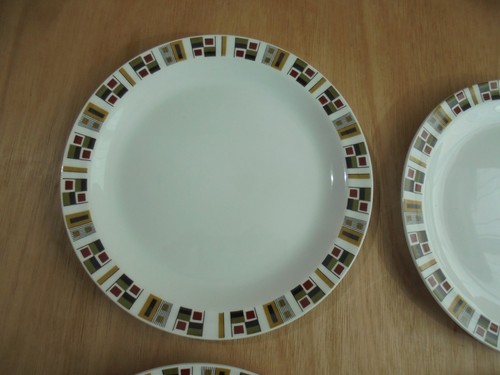 6 x Vintage Alfred Meakin Glo-White Random pattern side plates 18 cms dia - Picture 2 of 18
