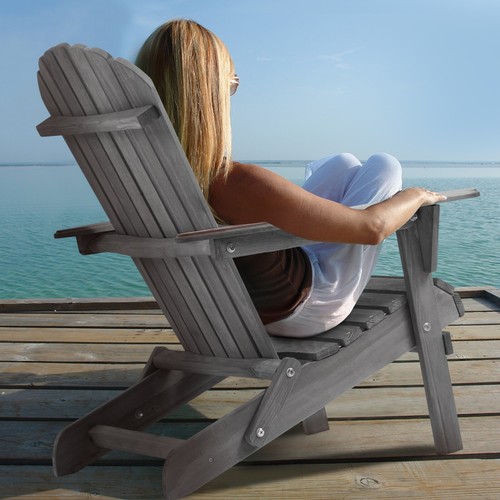 Set of 2 Folding Adirondack Chair, Cedar Wood Outdoor Fire Pit Patio Seating - Picture 9 of 16