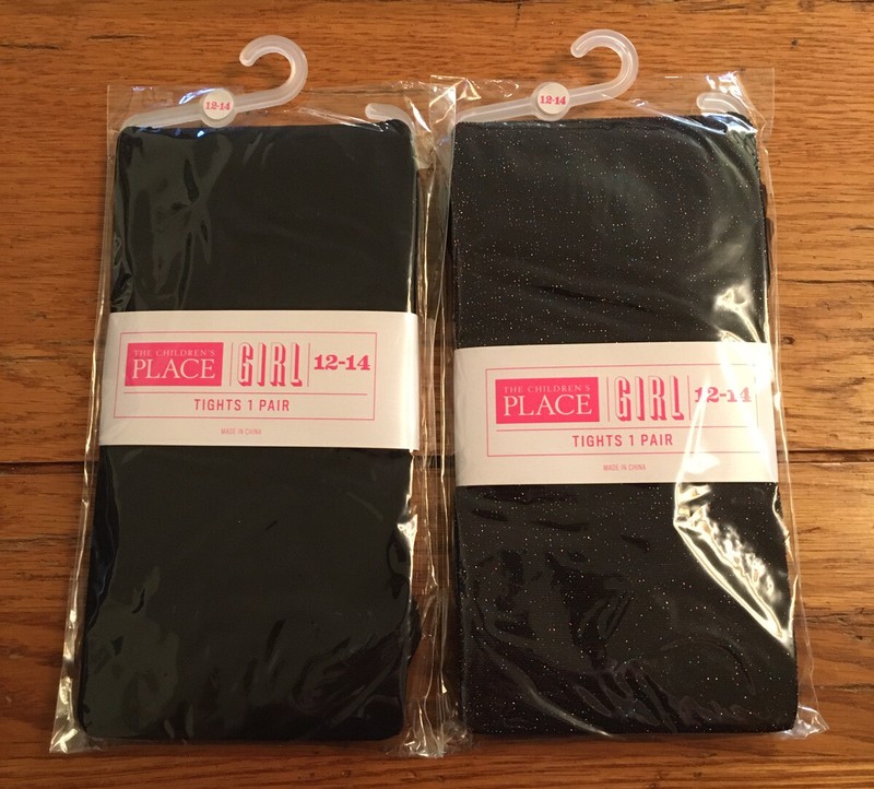 Childrens Place Girls 12 14 Tights Black Sparkly Lot of 2 NEW