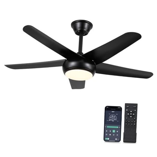Low Profile 44-Inch Black Ceiling Fan with Built-In Lights-image