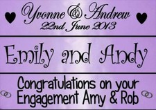PERSONALISED LILAC PURPLE WEDDING ANNIVERSARY ENGAGEMENT BANNER PARTY DECORATION