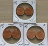 1980,81d,93d,99d,2000d mint Lincoln Memorial Pennies 5P-17-19 with P Mint Token