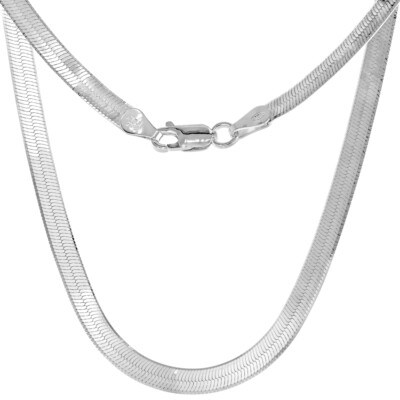 925 Sterlingsilber abgeschrägte Kanten Fischgrät Kette Halskette 4 mm 7'' bis 30''
