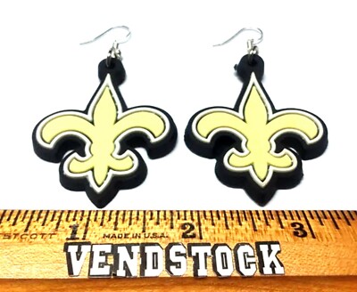 NEW ORLEANS SAINTS EARRINGS LOGO SOFT PLASTIC NEW LICENSED NFL