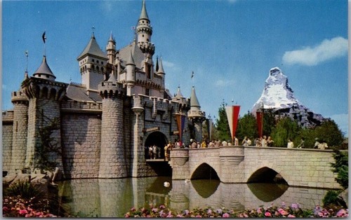 Vintage DISNEYLAND Postcard Sleeping Beauty's Castle / Matterhorn View #D-1