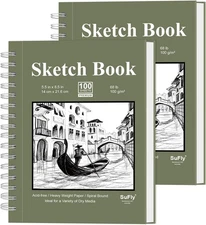SuFly Small Sketch Book 5.5"x8.5", 2-Pack Mini Sketchbook, Spiral Bound Sketchbo