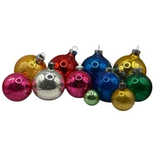 VTG Christmas Ornaments Balls Shiny Brite Japan Solid Color Set of 11 USA Read