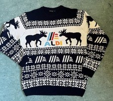 Herren Aldi Weihnachts Pullover Elch/Norweger Motiv Gr. XL dunkelblau