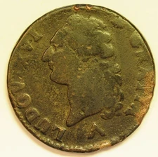 mw29293 France Copper Sol 1783-A  Louis XVI  Paris Mint  KM#578.1