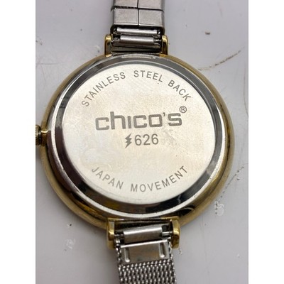 Chico\'s Two Tone Mesh Band Watch Live Well Love More Silver Gold 626 Japan Movt Chico main image 4