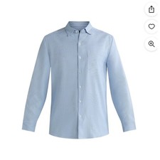 George Mens Performance Dress Shirt Long Sleeve Modern Fit Blue Stripe Size S